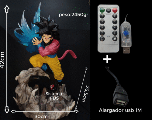Figura grande Goku Super Saiyan 4 con sistema FDS y alumbrado Led - Dragon Ball