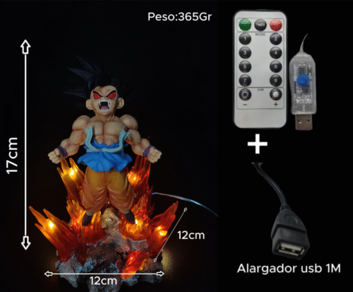 Figura Goku transformación Gold Ozaru con Alumbrado Led-Dragon Ball
