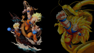 Figura Goku-Goten-Gohan Puño del dragon con sistema FDS y Alumbrado-Dragon Ball