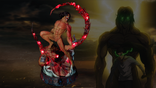 Figura Titan Eren vs Jaw Titan con sistema FDS y Alumbrado - Ataque a los titanes