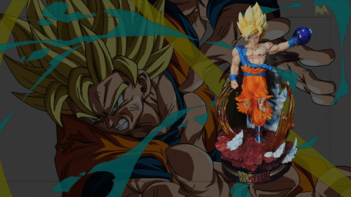 Figura Goku Super Saiyan sobre base con sistema FDS - Dragon Ball