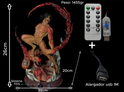 Figura Titan Eren vs Jaw Titan con sistema FDS y Alumbrado - Ataque a los titanes