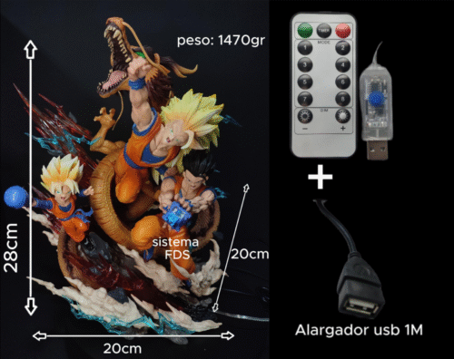 Figura Goku-Goten-Gohan Puño del dragon con sistema FDS y Alumbrado-Dragon Ball