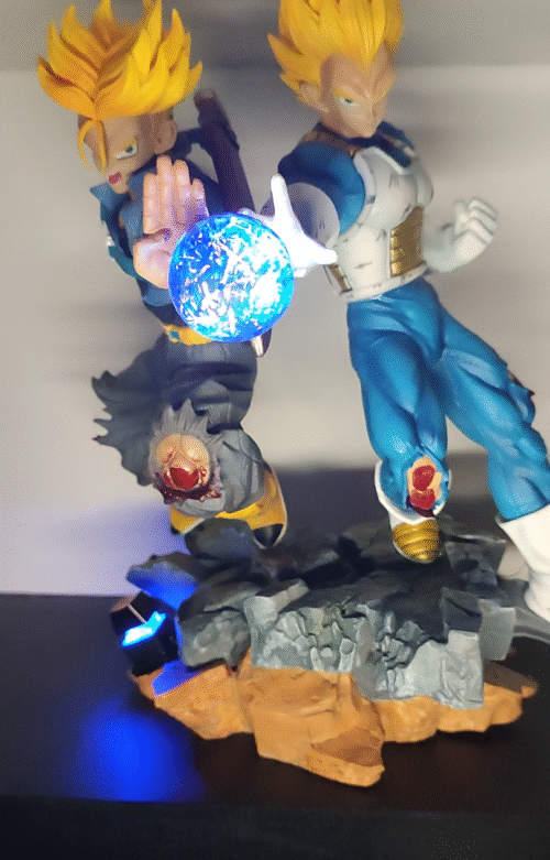 Figura Vegeta-Trunks Super Saiyans con sistema FDS y Alumbrado-Dragon Ball
